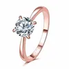 Fade aldrig toppkvalitet 1 2CT Rose Gold Plated Large Cz Diamond Rings 4 Prong Bridal Wedding Ring for Women243k