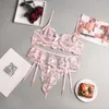 Set di lingerie da 3 pezzi ricamato esotico sfuso personalizzato acquistano lingerie trasparente donna sexy lingerie floreale