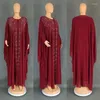 Roupas étnicas Dois 2 peças Set Vestidos Africanos para Mulheres 2024 Tradicional Nigéria Malha Broca Caftan Vestido Abaya Musulman Robe Femme Roupas