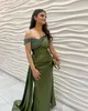 2024 Aso Ebi Green Mermaid Prom Dress Beaded Satin Evening Formal Party Second Reception Birthday Engagement Gowns Dresses Robe De Soiree ZJ370