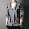 Top Grade Brand Designer Fashion Knit Graphic Korean Plain Cardigan For Men Sweater Casual Coats Jacket Mens Clothing 231220