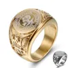 8 9 10 11 12 13 Rvs Mannen Carving Eagle Ring US Navy Punk Vinger Sieraden Goud Zilver Mannelijke waterdichte Oxidatie Resistan252A