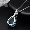 Pendants DIWENFU Natural Blue Topaz Pendant 925 Sterling Silver 45cm Necklace Colgantes Wedding Pierscionki For Women