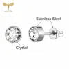 Stud -oorbellen witte kristallen zirkonen set voor mannen vrouwen minimalistische eenvoudige studs roestvrijstalen oor piercing sieraden groothandel 12 paren