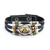 チャームブレスレットMtilayer Masonic Illuminati Pyramid Eye Leather Braceletすべて編組バングルガラスステートメントジュエリードロップデリエスを見て