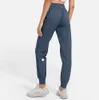 LL Women Jogging Yoga Ninth Pants Pocket Fitness Soft High Waist Hip Lift Elastic Casual Pants 2024 Drawstring Legs Sweatpants