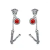 Boucles d'oreilles MeiBaPJ S925 en argent Sterling amour dieu grand V beauté tête oreille de blé longue Fine bijoux de mariage pour femme