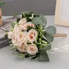 Dekorative Blumen Künstliche Blume Brautstrauß Champagner Rose Hochzeit Für Braut Party Dropship