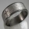 Anéis de aço inoxidável gravados com oração do senhor, 50 peças, moda masculina, presente de natal, lembrança religiosa inteira, joia231t