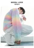 Men's Sweaters 2022 Men's Gradient Tie Dye Round Neck Loose Sweater Knit Sweater Autumn Rainbow Striped Casual Long Sleeve Sweater J231220