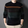 2023 suéter de lana para hombres de manga larga otoño e invierno ropa cálida multicolor impreso coreano masculino suelto tops 231220