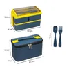 1400 ml Dubbelskikt Hälsosamt material Lunchlåda med gaffel och sked Mikrovågsugn Bento Boxar Matsvaror Set Food Storage Container 231221