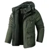 Manteau en cachemire militaire pour hommes, veste d'hiver chaude et épaisse pour parc, capuche coupe-vent rembourrée en coton, 231220