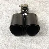 Muffler 1 PCS FL Koolstofvezel Voeg glanzende zwarte roestvrijstalen uitlaatpijpen Akrapovic Car Dual Tips Drop Delivery Mobile Motorcycl A Dhxww