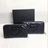 Women wallet black Zig Zag wallets Credit card holder leather long zipper marmont Coin purse Fashion love clutch wallets272K