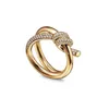 designer ring ladies rope knot ring luxury with diamonds fashion rings for women classic jewelry 18K gold plated rose wedding whol341z