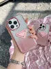 Designer Casos de telefone de couro para iPhone 13 Pro Max Diamond Designers Women Gradiente Tampa de impressão colorida Caso de proteção de casca móvel rosa
