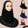 Halsdukar kvinnor broderi blommor hijab arabisk fast färg turban islamisk khimar muslimsk mjuk slitage direkt omedelbar halsduksleverans f dhivx