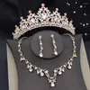 Orecchini di collana set principessa corona colorata e set di diademi splendenti pavimentati per l'accessorio per costumi da ballo da sposa