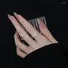 Anéis de cluster ajustáveis para mulheres delicado estilo coreano letra H branco banhado a ouro zircão acessórios de dedo ins jóias por atacado kdr004