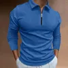 Men's Polos Classic Waffle Fabric Polo Shirt Long Sleeve Fall And Winter Casual Staff European Size S-XXXL Plus