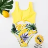 Swimwear Tropical Leaf Girl One Piece MAINTRAIRE ENFANTS CUT OUT KNOT CHILDS'S Swimwear 714 ANS GIRL BATHING Costume Monokini Beachwear 2021