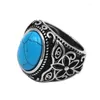 Pierścienie klastrowe Blue Stone Tribe Flower Pierścień Kwiatowa Biżuteria ze stali nierdzewnej Urok Egiptian Eye of Horus Biker Mężczyźni Women Hurtowa SWR0990