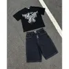 Hip Hop Retro Look Denim Baggy Gym Casual 2023 New Haruku Gothic Men Basketball Shorts Streetwear