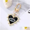 Keychains & Lanyards Rhinestones Pearl Evil Eyes Keychains Alloy Men Women Peach Love Heart Devils Bag Car Keychain Pendant In Bk Dro Dhuoz