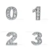 Rhinestones srebrny numer 0-9 ALOY PŁYWAJĄCE Uroki pasujące do szklanego szafki DIY Jewelry 100pcs Lot266k