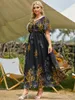 Robes 2021 Robes d'été pour femmes, grande taille 5XL, col en V, manches courtes, imprimé floral, robe de plage décontractée, grandes robes de soirée Maxi