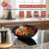 Pans Carbon Steel Wok Pan 13.4" Woks & Stir-Fry With Glass Lid No Coated Flat Bottom Iron For Induction Electric