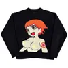 Panks masculins Y2K Gothic Anime Sweater Graphic Men Hop Hop Harajuku Pillucheurs Femme Fashion Streetwear Oversize Sweatshirt Punk Clothes 2023 J231220