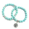 SN0643 Bijoux Arbre de Vie Yoga Mala Bracelet Turquoise Protection de Guérison Élastique Perles Empilage Bracelet Bijoux Spirituels283x