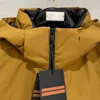 Heren donsjack gans Capuchon Canvas Letter Patch Ritszakken Warme Dikke Uitloper Kraagjas met capuchon Bomber sport windjack casual rits winter Outdoor jas