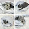 Bed Cat Plush Cat Beds Semi-Close Cat House Winter Warm Bed For Puppy Kitten Fleece Hooded Cave Small Dog Kennel Cat Accessories 231221