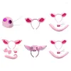 Hair Accessories 2024 Pig Ears Headband Nose Tail Pink Piggy Cosplay Props Animal Fancy Costume For Halloween Party