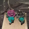 Fashion Green Leaf Heart and Red Rose Flower Luxury Earring Dangle 210317234s