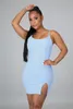 Women Denim One Piece Dress Casual Sexy Side Split Bodycon Dresses High Elastic Casual Skirt Zipper Female