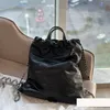 Kanal retro ryggsäck 22bag Cowhide läder hobo papperskorgen svart messenger kvinnor axelpåsar diamantgitter hanterar väskor