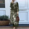 Ethnic Clothing Ramadan Eid Women Islamic Muslim Dress 2 Piece Shirt Wide Leg Pants Dubai Abaya Turkey Vintage Floral Printed Kaftan