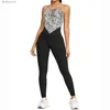 Set attivi Stampa leopardata Yoga Tuta senza schienale Allenamento Catsuit Donna Tuta senza maniche sexy Palestra Pagliaccetto Abbigliamento sportivo Fitness Yoga SuitL231221