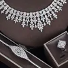 Brincos de colar Conjunto engenhoso 4pcs luxo dubai nigeria cz jóias de noiva de cristal para mulheres presente de festa de casamento