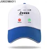 Ball Caps Funny Jesus Print Color Matching Baseball Cap Casquette Hats Casual For Men Women Unisex Is Calling Accept Or Decline