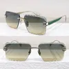 Hot selling mMens Fashion Designer Brand sunglasses Mens Womens Frameless Metal Gradient Green lenses Modern Fashion sunglasses with box Z059