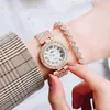 Polshorloges dames kwarts horloge strass armband combinatie set temperament elegant rose goud relojeswristwatches300J