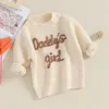 Né bébé fille tricotée Jumper pour tout-petit des filles de la fille de papa de papa broderie d'équipe d'équipage à manches longues en tricot à manches