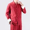 Этническая одежда в китайском стиле, хлопок и лен, Hanfu, повседневный костюм Тан с пряжкой, весенне-осеннее пальто, мужская рубашка в стиле ретро 2023