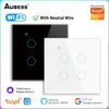 Fişler 1/2/3/4gang Too Wifi Akıllı Touch Switch AB Ev Işık Duvar Düğmesi Akıllı Yaşam Alexa Google Home Asistanı Alice için Nötr Tel