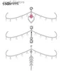 Waist Chain Belts 1Pcs Women Sexy Chain Stainless Steel Crystal Chain Belly Button Ring Navel Piercing Jewelry Waist Chain Piercing Belly RingL231221